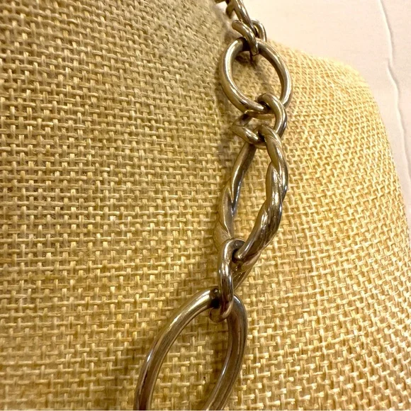 Monet necklace, gold tone open link chain- smooth & textured ( rope) - Picture 5 of 9